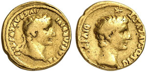 Tiberius, 14 - 37.  Aureus. Rev. Büste des ... 