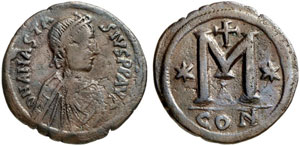 Anastasius I., 491 - 518.  Follis, großes ... 