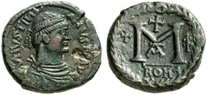 Iustinianus I., 527 - 565.  Follis, Rom. ... 