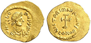 Mauricius Tiberius, 582 - 602.  Tremissis. ... 