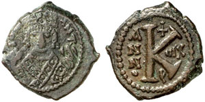 Mauricius Tiberius, 582 - 602.  Halbfollis, ... 