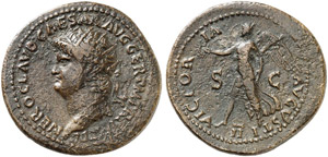 Nero, 54 - 68 - Dupondius. Kopf n. links / ... 