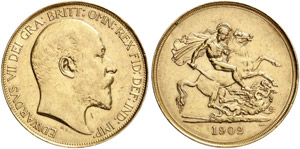 ENGLAND - Edward VII., 1901-1910 - 5 Pounds ... 