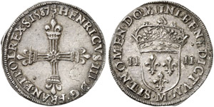 FRANKREICH - Henri III., 1574-1589 - 1/4 ... 