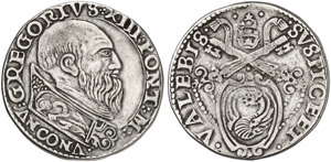VATIKAN - Gregor XIII., 1572-1585 - Testone ... 
