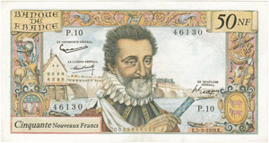 AUSLAND - FRANKREICH - 50 Nouveaux Francs 5. ... 