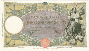 AUSLAND - ITALIEN - 500 Lire 23. 8. 1943. ... 