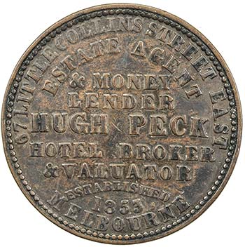 AUSTRALIA: AE penny token, [1862], ... 