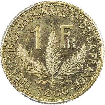 TOGO: French Colony, 1 franc, ... 