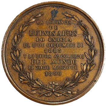 ARGENTINA: AE medal, 1890, 56mm, ... 
