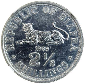 BIAFRA: AR 2½ shillings, 1969, ... 