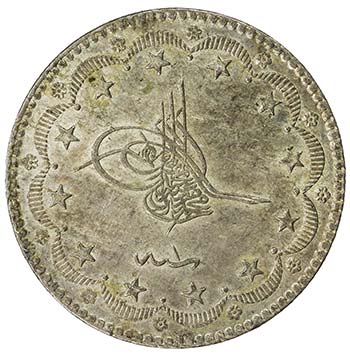 TURKEY: Murad V, 1876, AR 20 ... 