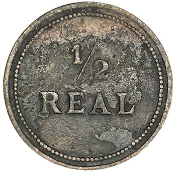 PUERTO RICO: AE ½ real token, ND, ... 