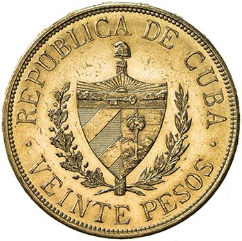 CUBA: Republic, AV 20 pesos, 1915, ... 
