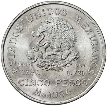 MEXICO: Republic, AR 5 pesos, ... 