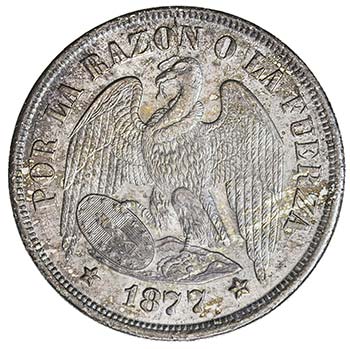 CHILE: Republic, AR peso, 1877-So, ... 