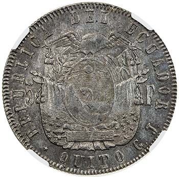 ECUADOR: Republic, AR 5 francos, ... 