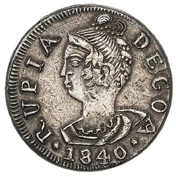 GOA: Maria II, 1834-1853, AR rupia ... 