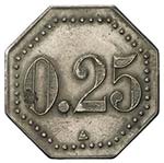 MOROCCO: 0.25 (franc) token (3.31g), ND [ca. ... 