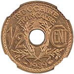 FRENCH INDOCHINA: bronze ½ cent, 1939(a), ... 