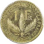 TOGO: French Colony, 1 franc, 1926(a), KM-2, ... 