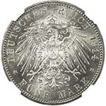 BAVARIA: Ludwig III, 1913-1918, AR 5 mark, ... 