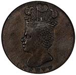 BARBADOS: George III, 1870-1820, AE penny, ... 