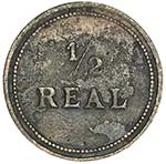 PUERTO RICO: AE ½ real token, ND, Rulau-Mav ... 