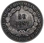 FRENCH INDOCHINA: AR 50 cents, 1889-A, KM-4, ... 