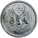MADAGASCAR: 2 francs, 1948, KM-PE2, Lec-100, ... 
