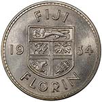FIJI: George V, 1910-1936, AR florin, 1934, ... 