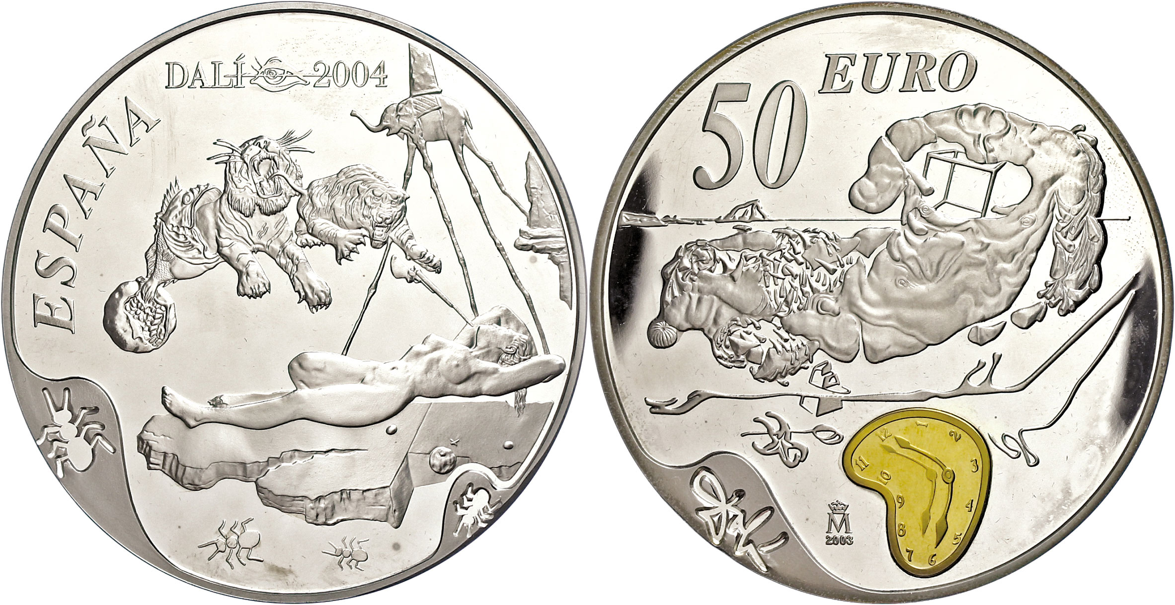 Сон дают монету. Espana Dali 2004 год 50 Euro монета. 50 Евро монето Испан. Серебряная монета 150 евро. Монету 5 евро 2004 года.