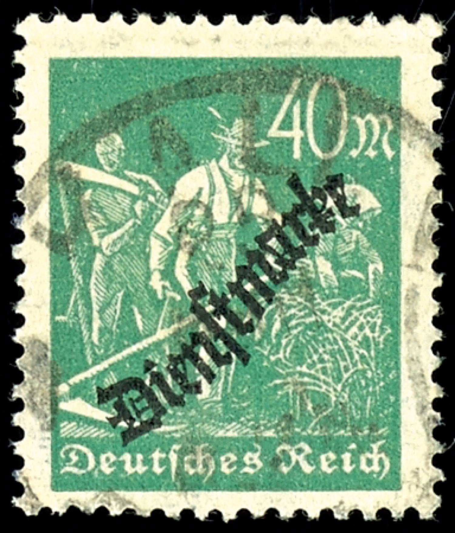 Official stamp German Reich 40 Mark yellowish Auctions Dr