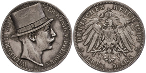 Prussia 3 Mark, 1909, Wilhelm II., ... 