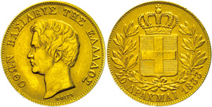 Griechenland 20 Drachmen, Gold, ... 