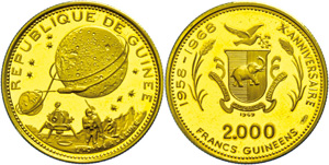 Guinea 2000 Francs, Gold, 1969, ... 