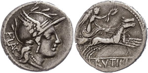 Coins Roman Republic  L. Rutilius ... 