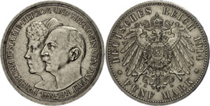 Anhalt  5 Mark, 1914, Friedrich ... 