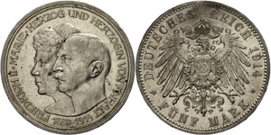 Anhalt  5 Mark, 1914, Friedrich ... 
