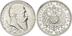 Baden  5 Mark, 1902, Friedrich I., ... 