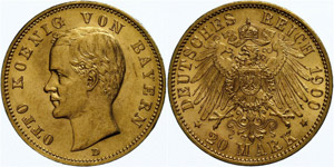 Bavaria  20 Mark, 1900, Otto, very ... 