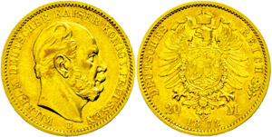 Prussia  20 Mark, 1872, Wilhelm ... 