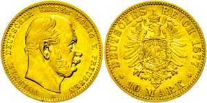 Prussia  10 Mark, 1877, Wilhelm ... 