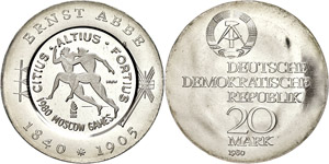 Münzen DDR  20 Mark, 1980, Ernst ... 