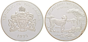 Gambia  50 Dalasis, 1995, silver, ... 