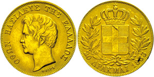 Griechenland  20 Drachmen, Gold, ... 
