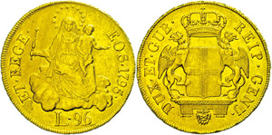 Italy  Genoa, 96 liras, Gold, ... 