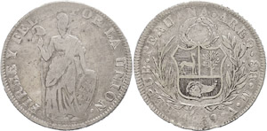 Peru  8 Reales, 1839, Arequipa, KM ... 