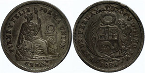 Peru  Dinero, 1886, JM, Cuzco, KM ... 