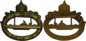 Submarine war badge, bronze gold ... 